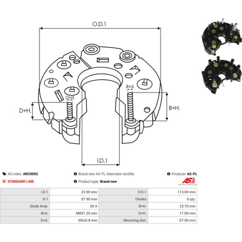 AS-PL Generatorteile ARC0092 AS-PL Generatorteile ARC0092