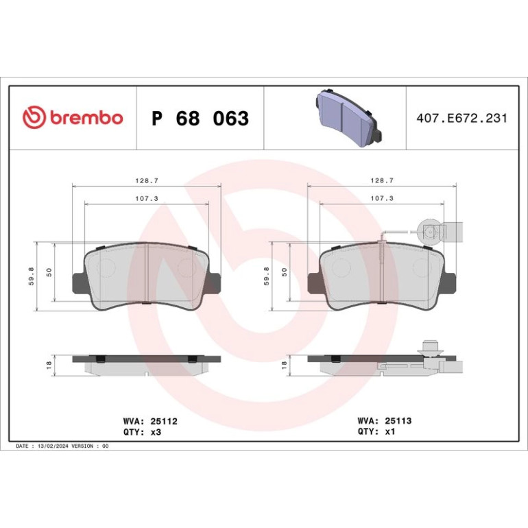 BREMBO Bremsklötze HA P 68 063 BREMBO Bremsklötze HA P 68 063