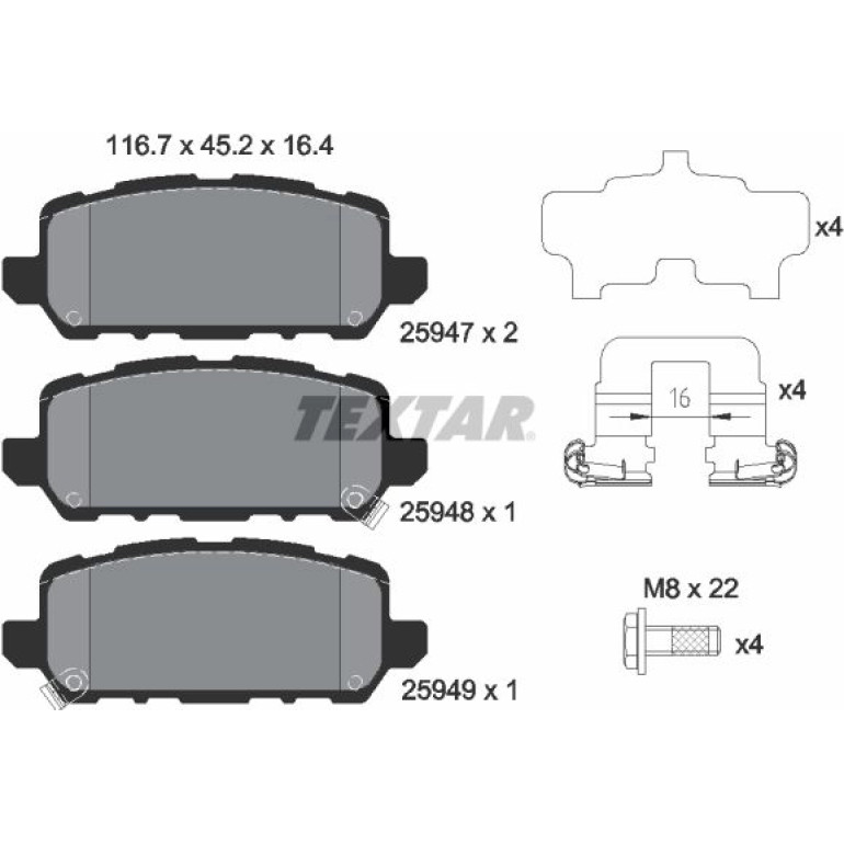 Bremsbelagsatz Honda T. Hr-V 1.5/1.6 I-Dtec 15 2594701 Bremsbelagsatz Honda T. Hr-V 1.5/1.6 I-Dtec 15 2594701