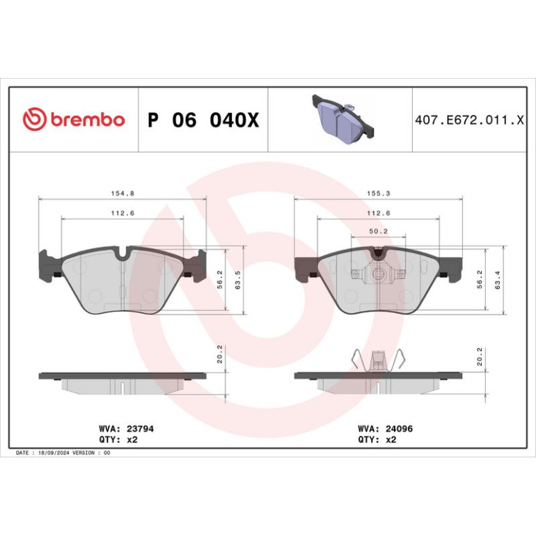 BREMBO Bremsklötze Xtra VA P 06 040X BREMBO Bremsklötze Xtra VA P 06 040X