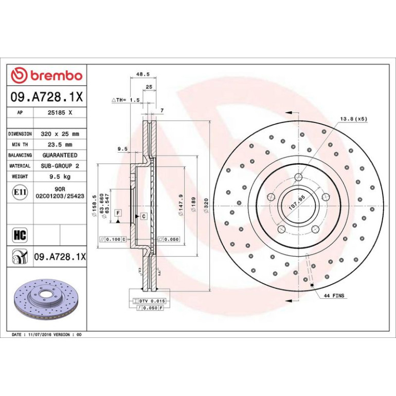 Bremsscheibe VA Xtra 09.A728.1X Bremsscheibe VA Xtra 09.A728.1X