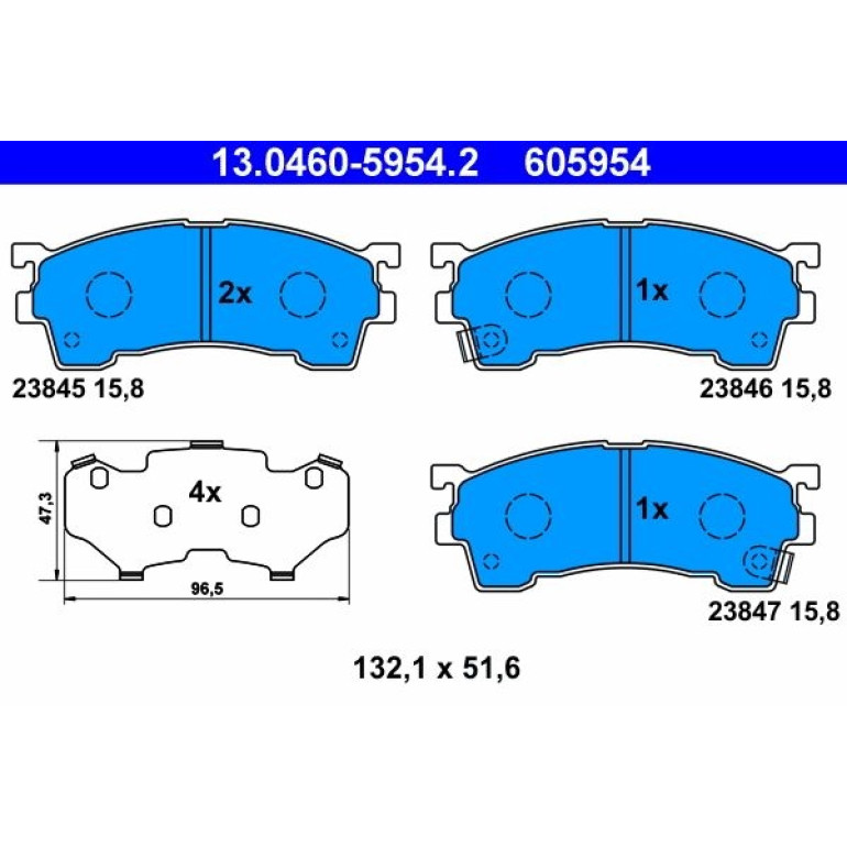 Bremsbelagsatz Mazda S. 323/626/Premacy 1,6-2,0 91-05 13.0460-5954.2 Bremsbelagsatz Mazda S. 323/626/Premacy 1,6-2,0 91-05 13.0460-5954.2
