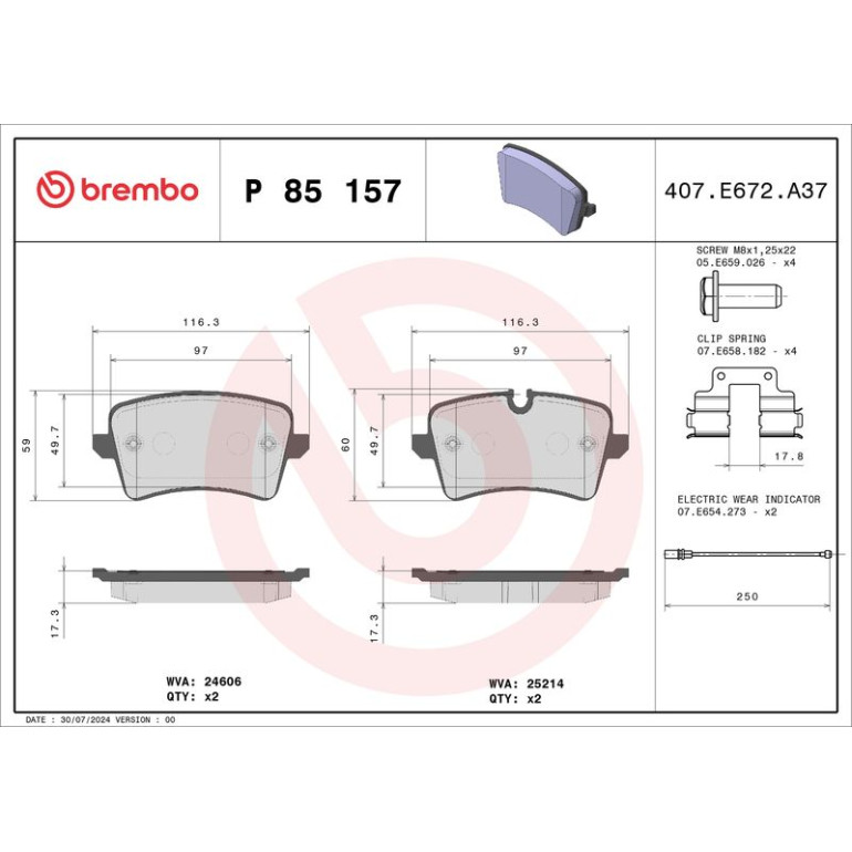 BREMBO Bremsklötze HA P 85 157 BREMBO Bremsklötze HA P 85 157