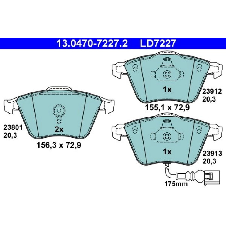 Bremsbelagsatz Vw P. Golf/Scirocco 1.4-2.0 08- Keramik 13.0470-7227.2 Bremsbelagsatz Vw P. Golf/Scirocco 1.4-2.0 08- Keramik 13.0470-7227.2