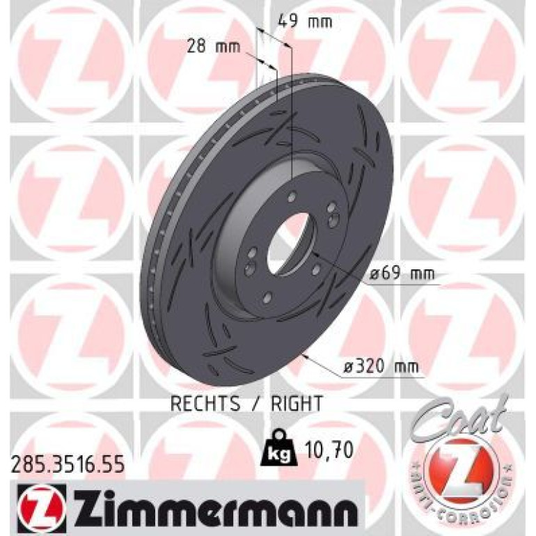 ZIMMERMANN Bremsscheibe 285.3516.55 ZIMMERMANN Bremsscheibe 285.3516.55