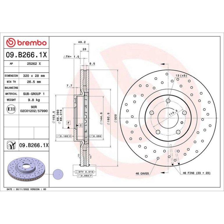 Bremsscheibe VA 09.B266.1X Bremsscheibe VA 09.B266.1X