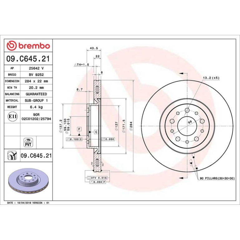 40 481 103 Bremsscheibe VA 09.C645.21 40 481 103 Bremsscheibe VA 09.C645.21