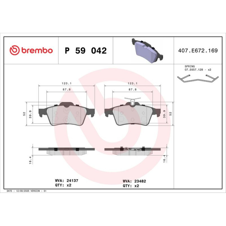 BREMBO Bremsklötze HA P 59 042 BREMBO Bremsklötze HA P 59 042