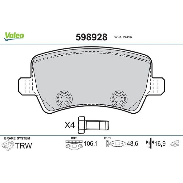 VALEO Bremsbeläge 598928 VALEO Bremsbeläge 598928