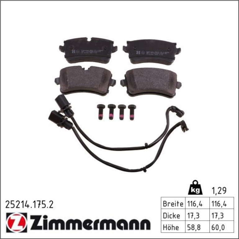 ZIMMERMANN Bremsbeläge 25214.175.2 ZIMMERMANN Bremsbeläge 25214.175.2