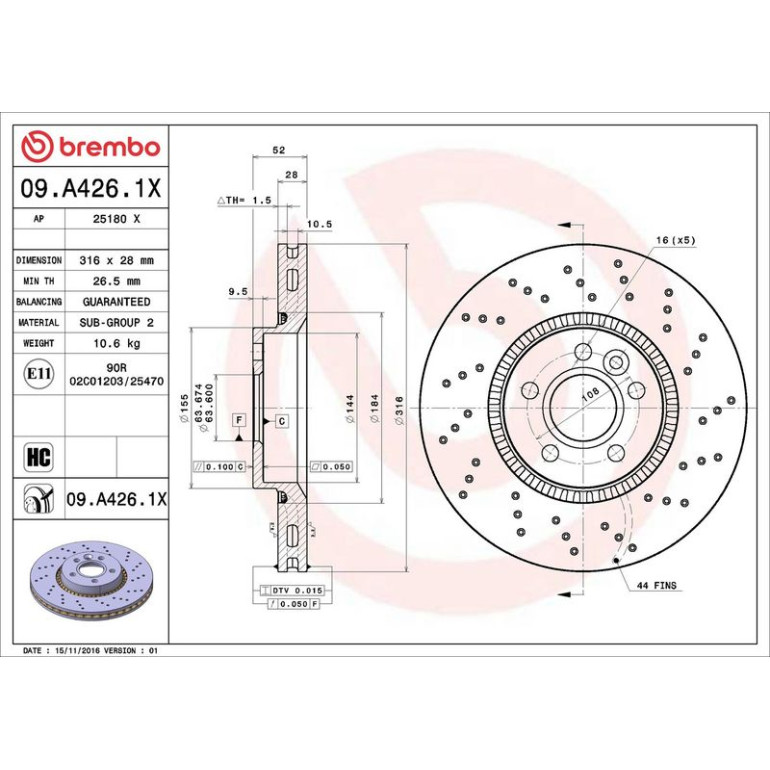 Bremsscheibe VA Xtra 09.A426.1X Bremsscheibe VA Xtra 09.A426.1X