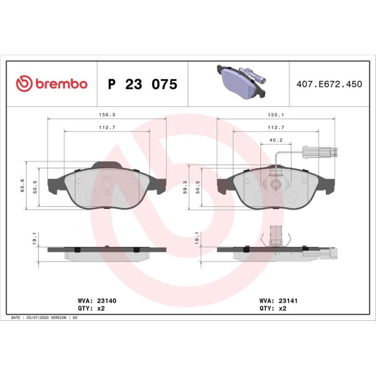 BREMBO Bremsklötze VA P 23 075 BREMBO Bremsklötze VA P 23 075