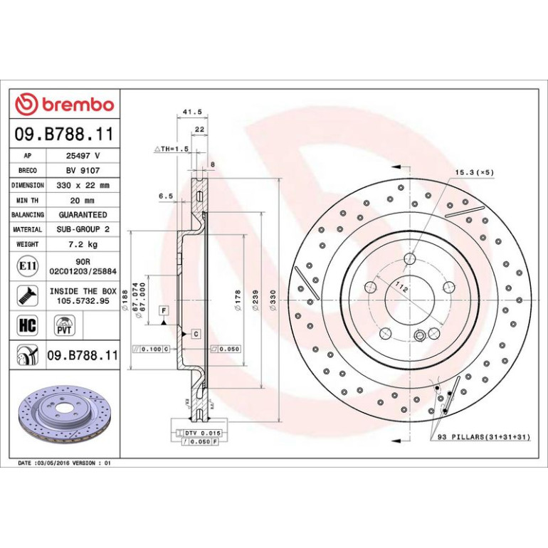 15 482 084 Bremsscheibe HA 09.B788.11 15 482 084 Bremsscheibe HA 09.B788.11