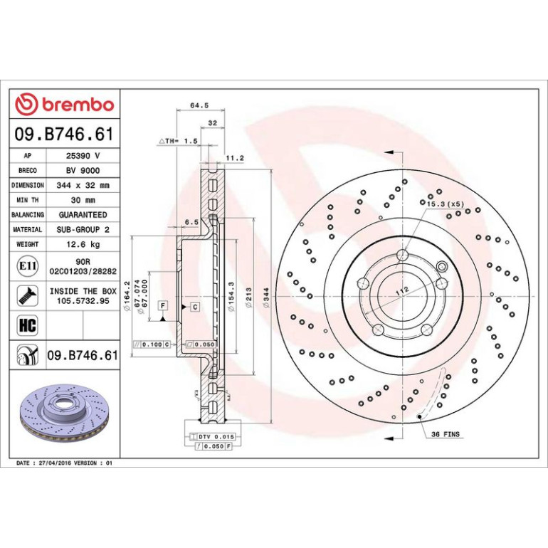 15 481 118 Bremsscheibe VA 09.B746.61 15 481 118 Bremsscheibe VA 09.B746.61