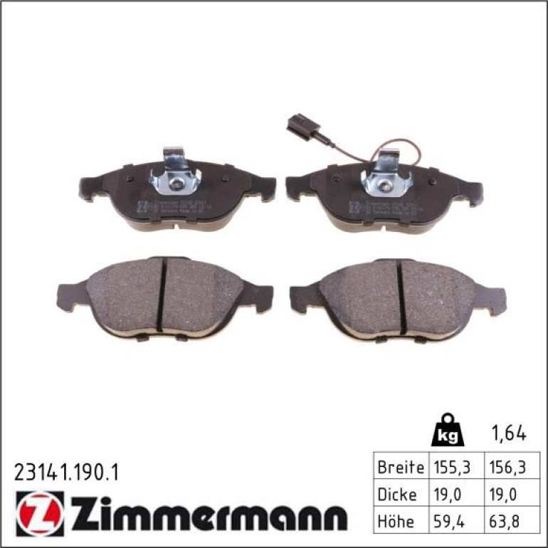 ZIMMERMANN Bremsbeläge 23141.190.1 ZIMMERMANN Bremsbeläge 23141.190.1