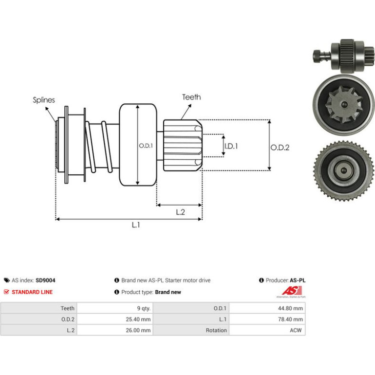 Freilaufgetriebe, Anlasser SD9004 Freilaufgetriebe, Anlasser SD9004