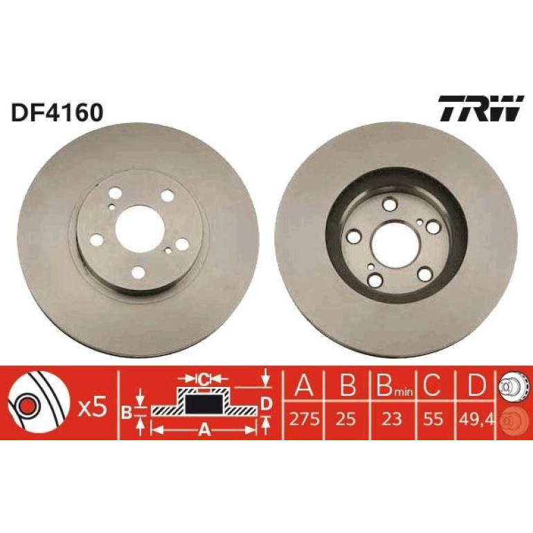 82 481 119 Bremsscheibe VA DF4160 82 481 119 Bremsscheibe VA DF4160