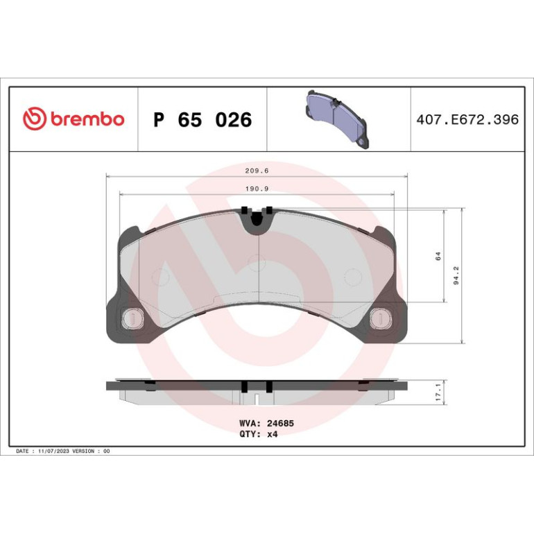BREMBO Bremsklötze VA P 65 026 BREMBO Bremsklötze VA P 65 026