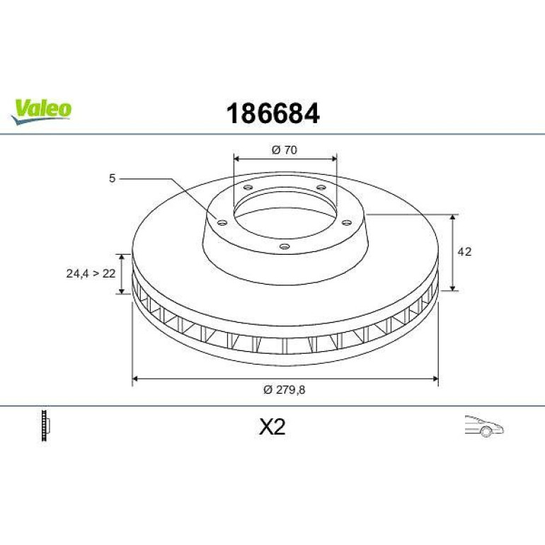 VALEO Bremsscheibe 186684 VALEO Bremsscheibe 186684
