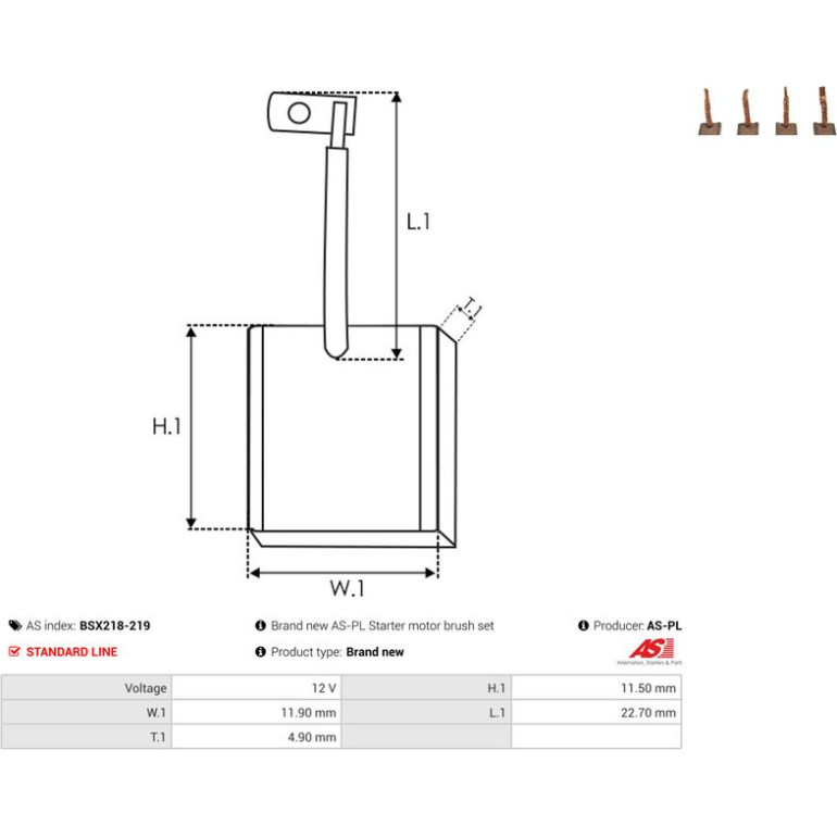 Kohlebürste, Starter BSX218-219 Kohlebürste, Starter BSX218-219