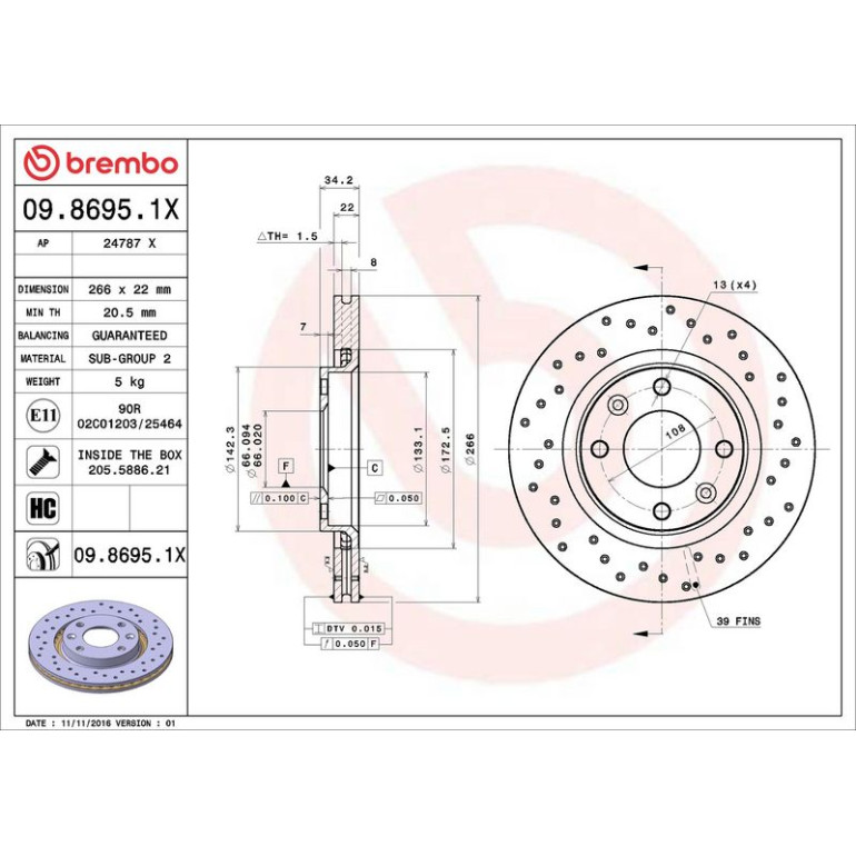 Bremsscheibe VA Xtra 09.8695.1X