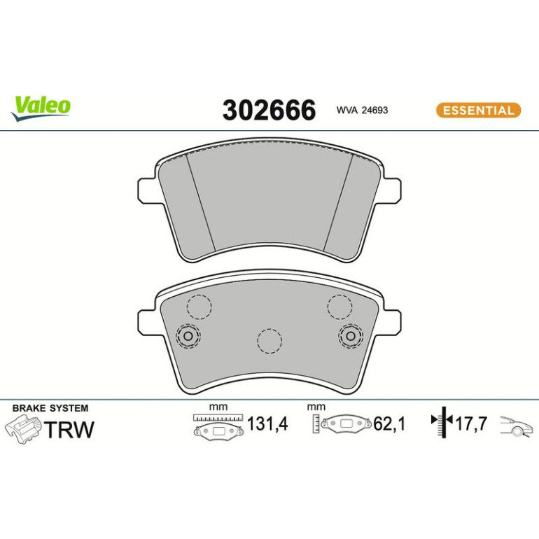 VALEO Bremsbeläge 302666 VALEO Bremsbeläge 302666