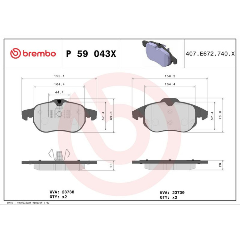 BREMBO Bremsklötze Xtra VA P 59 043X BREMBO Bremsklötze Xtra VA P 59 043X
