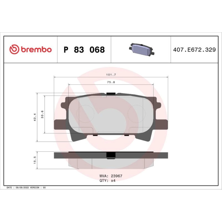 BREMBO Bremsklötze HA P 83 068 BREMBO Bremsklötze HA P 83 068