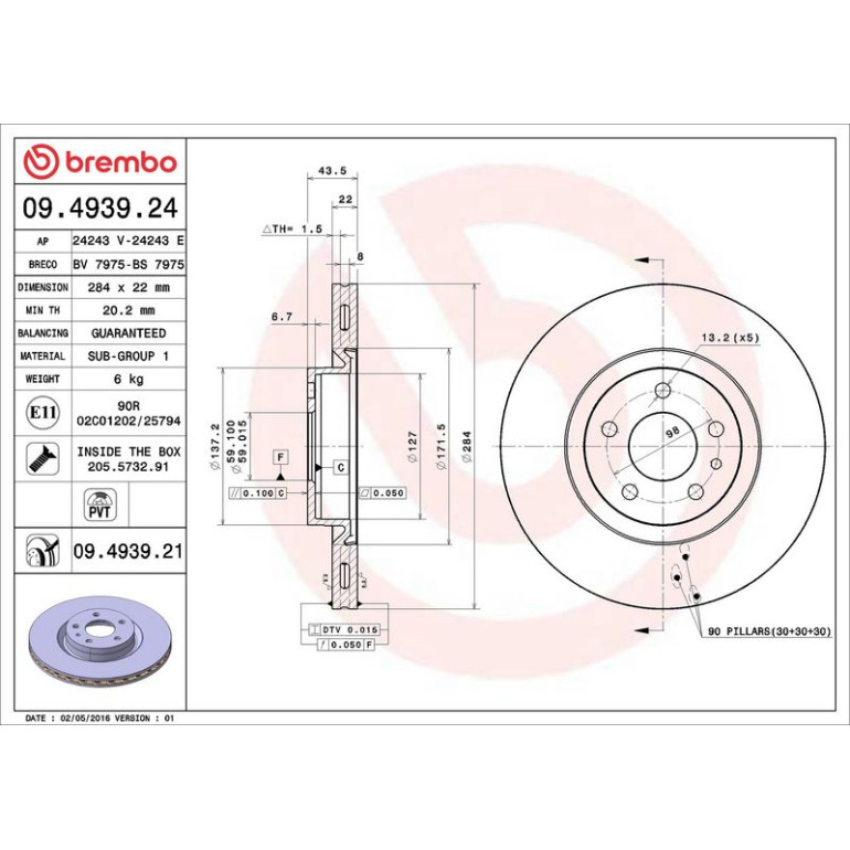 40 481 017 Bremsscheibe VA 09.4939.21