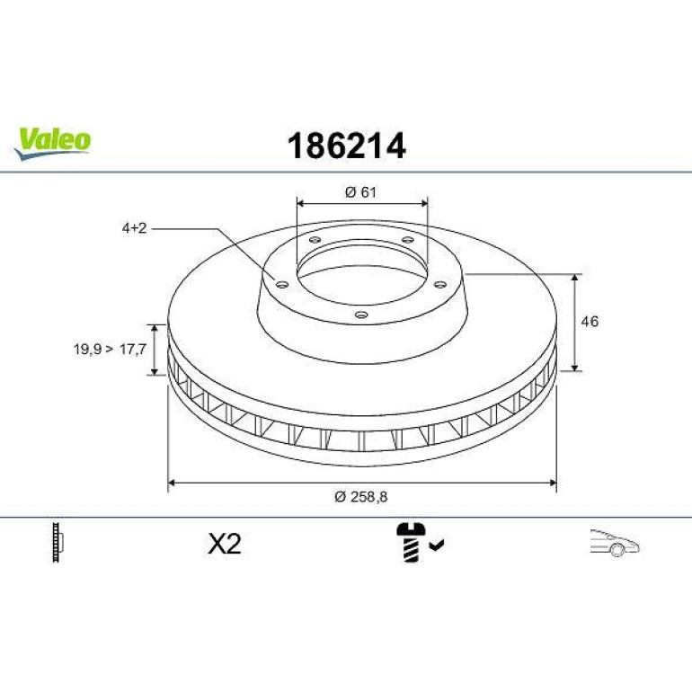 VALEO Bremsscheibe 186214 VALEO Bremsscheibe 186214