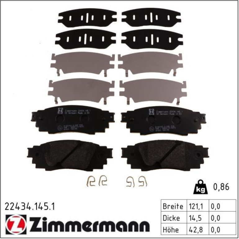 ZIMMERMANN Bremsbeläge 22434.145.1 ZIMMERMANN Bremsbeläge 22434.145.1