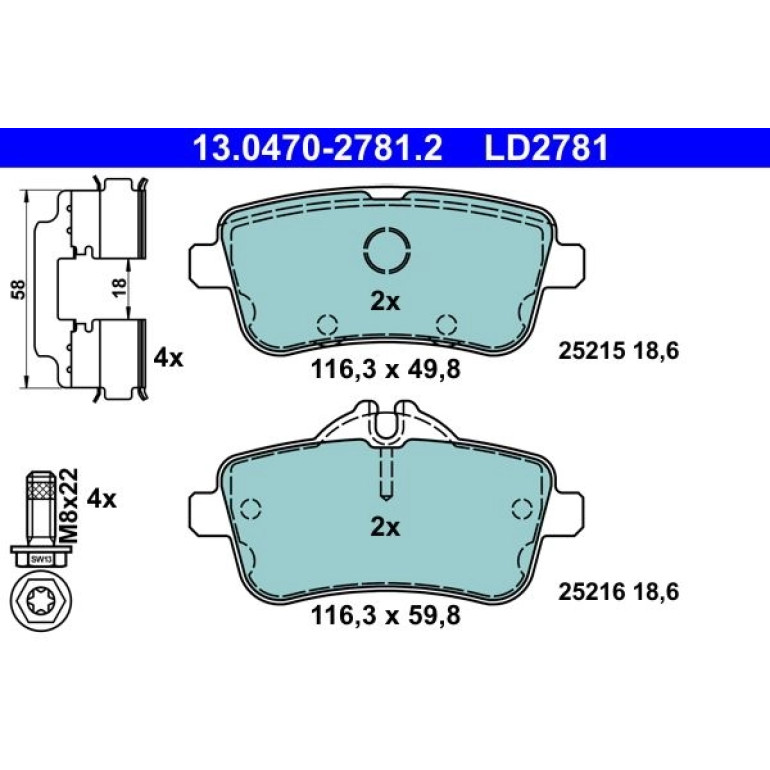 Bremsbelagsatz Db T. W166 2,1-3,0 11- Keramik 13.0470-2781.2