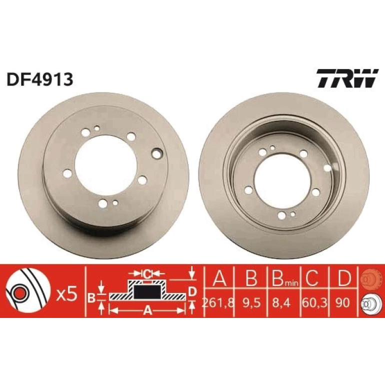 84 482 021 Bremsscheibe HA DF4913 84 482 021 Bremsscheibe HA DF4913