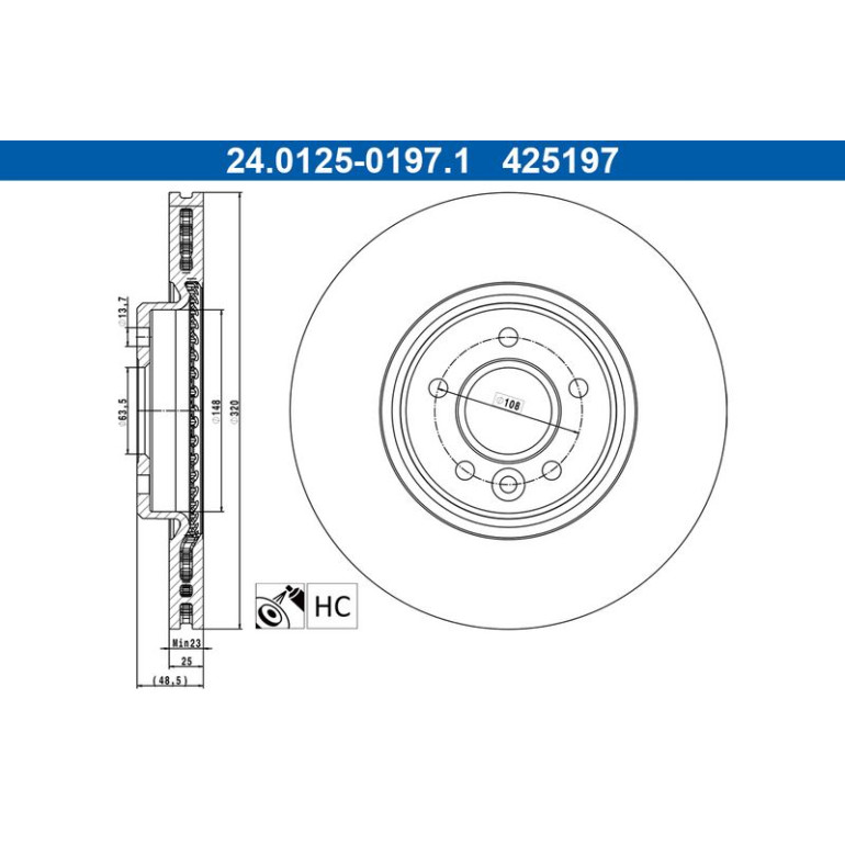 Bremsscheibe Volvo P. C70/S40/V40/V50 04 24.0125-0197.1 Bremsscheibe Volvo P. C70/S40/V40/V50 04 24.0125-0197.1