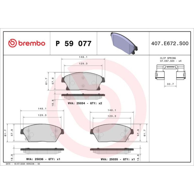 BREMBO Bremsklötze VA P 59 077 BREMBO Bremsklötze VA P 59 077