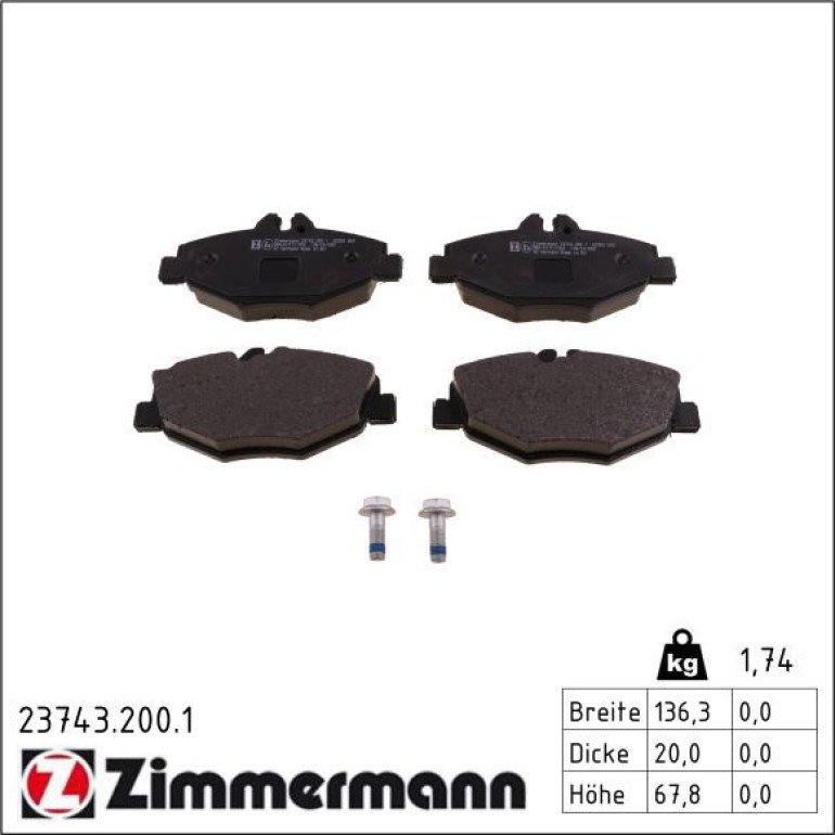 ZIMMERMANN Bremsbeläge 23743.200.1 ZIMMERMANN Bremsbeläge 23743.200.1