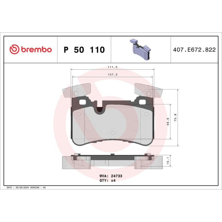 BREMBO Bremsklötze HA P 50 110 BREMBO Bremsklötze HA P 50 110