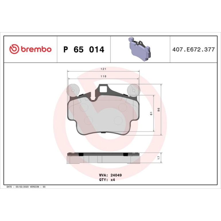BREMBO Bremsklötze VA P 65 014 BREMBO Bremsklötze VA P 65 014