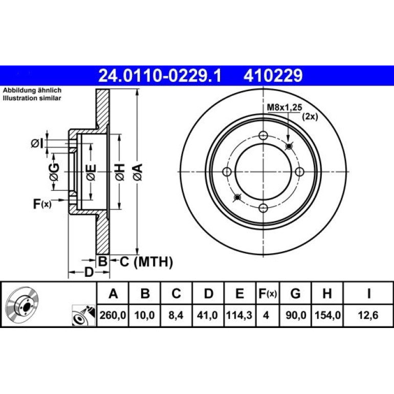 Bremsscheibe Mitsubishi T. Carisma/Space Star 1.3-1.8 95-06 24.0110-0229.1 Bremsscheibe Mitsubishi T. Carisma/Space Star 1.3-1.8 95-06 24.0110-0229.1