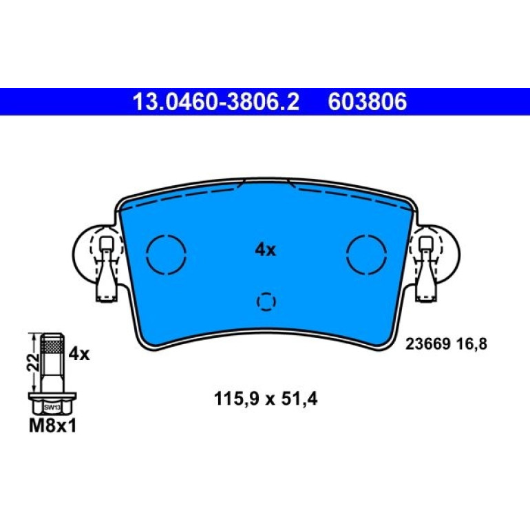 Bremsbelagsatz Opel T. Movano 1.9-3.0 Dti 98 13.0460-3806.2 Bremsbelagsatz Opel T. Movano 1.9-3.0 Dti 98 13.0460-3806.2