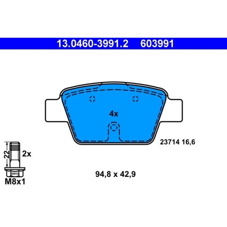 Bremsbelagsatz Alfa T. Mito 08 13.0460-3991.2 Bremsbelagsatz Alfa T. Mito 08 13.0460-3991.2