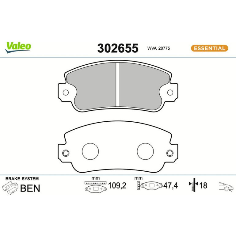 VALEO Bremsbeläge 302655 VALEO Bremsbeläge 302655