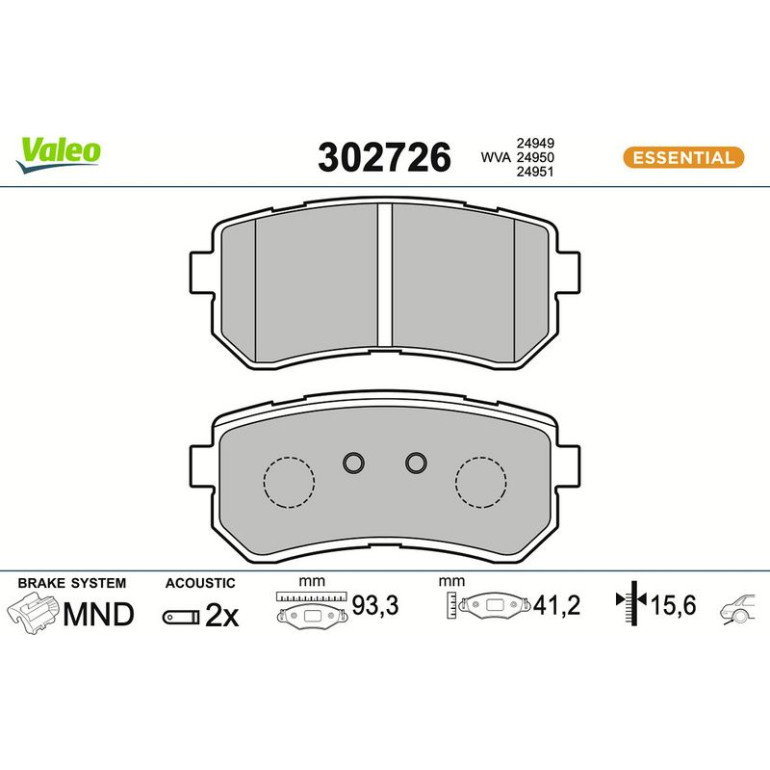 VALEO Bremsbeläge 302726 VALEO Bremsbeläge 302726