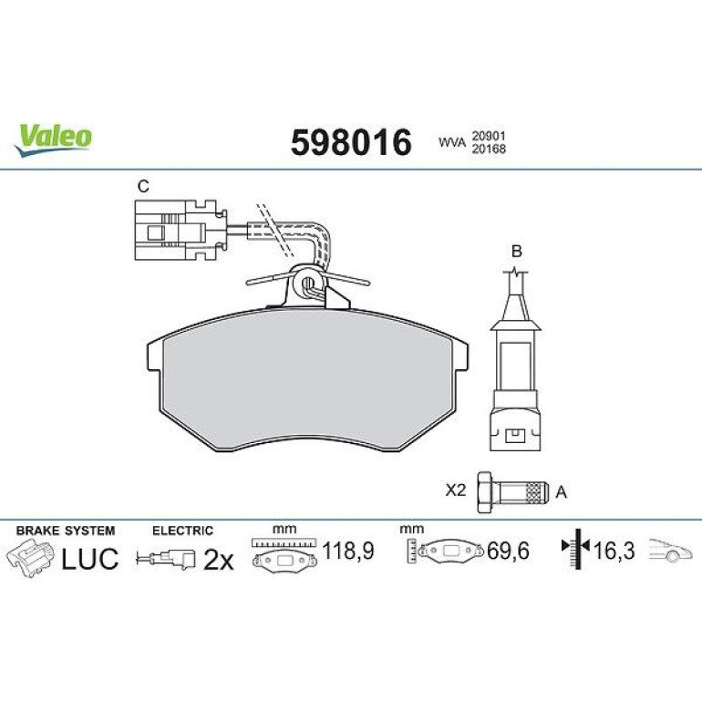VALEO Bremsbeläge 598016 VALEO Bremsbeläge 598016