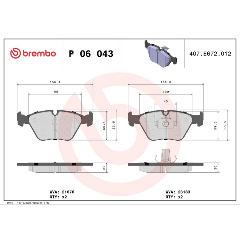 BREMBO Bremsklötze VA P 06 043 BREMBO Bremsklötze VA P 06 043