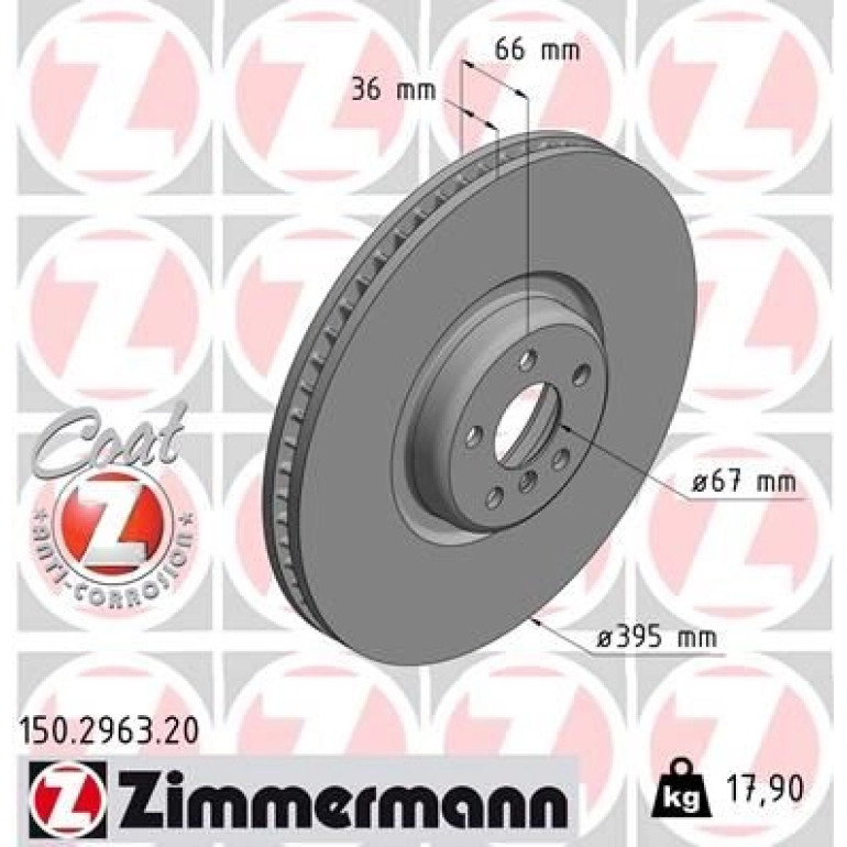 ZIMMERMANN Bremsscheibe 150.2963.20 ZIMMERMANN Bremsscheibe 150.2963.20