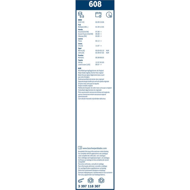 608 BOSCH Wischerblatt 3397118307 608 BOSCH Wischerblatt 3397118307