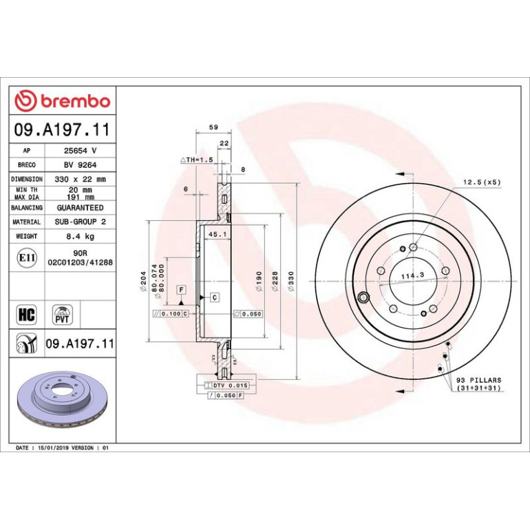 84 482 037 Bremsscheibe HA 09.A197.11 84 482 037 Bremsscheibe HA 09.A197.11