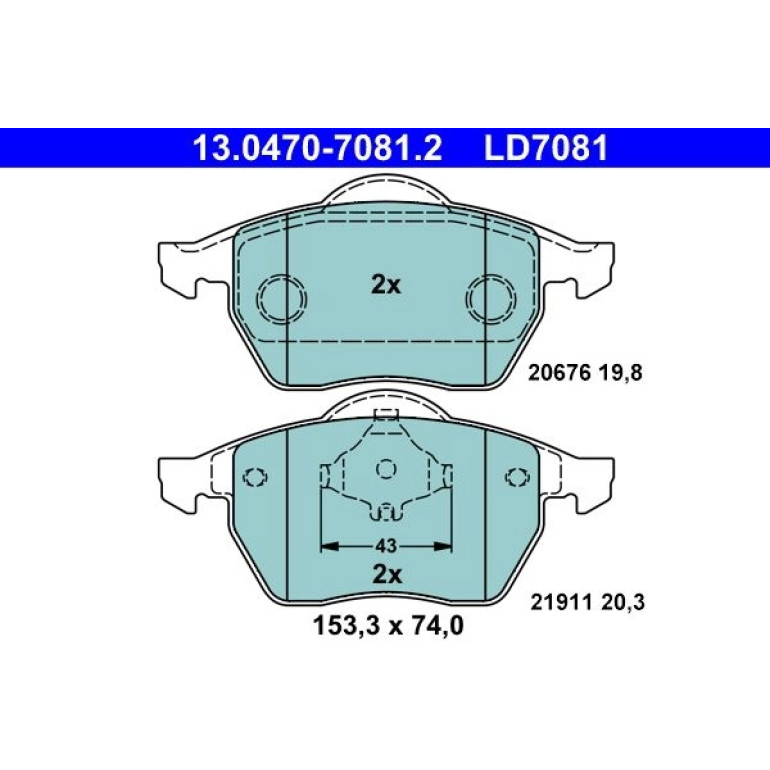 Bremsbelagsatz Vw P. Golf/Passat/Vento 1.8-2.8 91-06 Keramik 13.0470-7081.2 Bremsbelagsatz Vw P. Golf/Passat/Vento 1.8-2.8 91-06 Keramik 13.0470-7081.2
