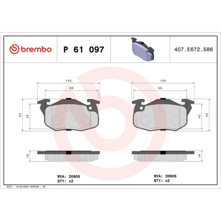 BREMBO Bremsklötze VA P 61 097